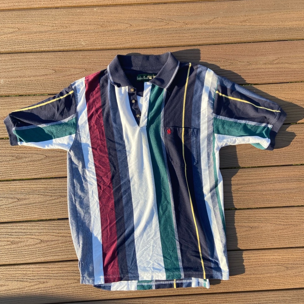 Vintaged Striped Polo, Size Large